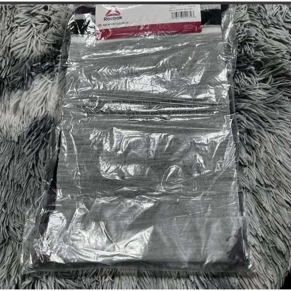 Reebok Rally Scarf Burgundy Black Gray And White- NEW -OSFM